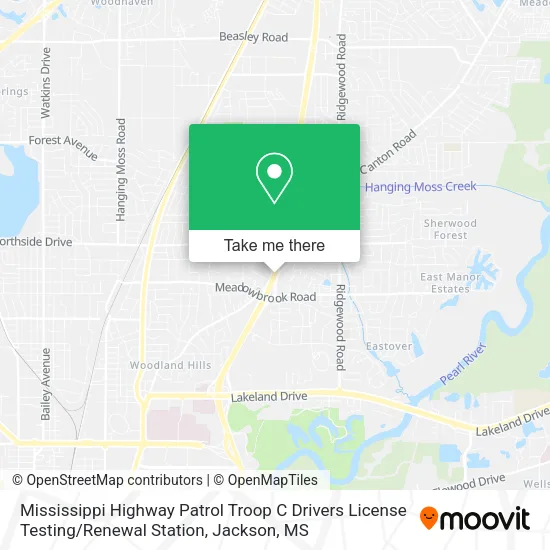 Mapa de Mississippi Highway Patrol Troop C Drivers License Testing / Renewal Station