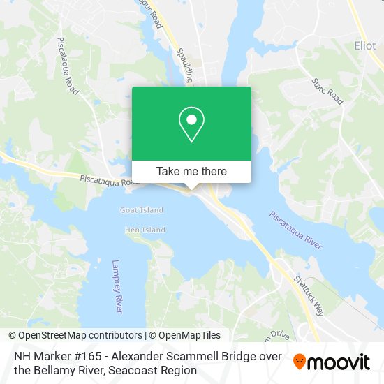 NH Marker #165 - Alexander Scammell Bridge over the Bellamy River map