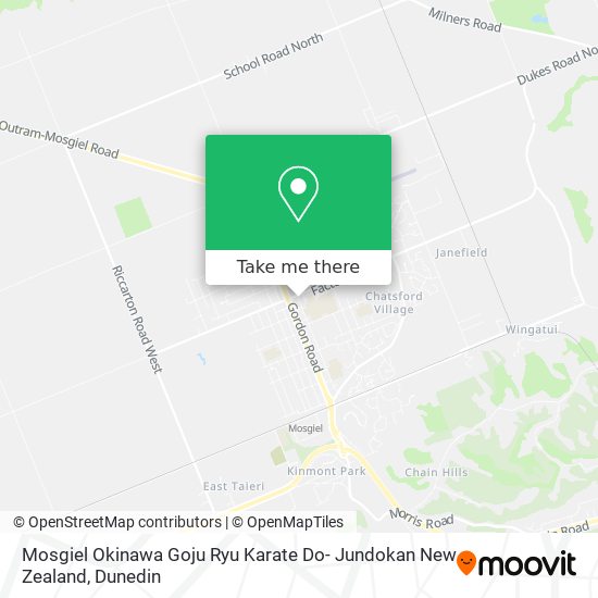 Mosgiel Okinawa Goju Ryu Karate Do- Jundokan New Zealand map