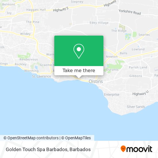 Golden Touch Spa Barbados map