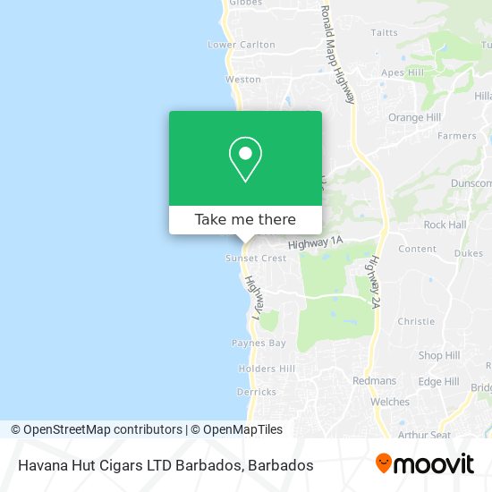 Havana Hut Cigars LTD Barbados map