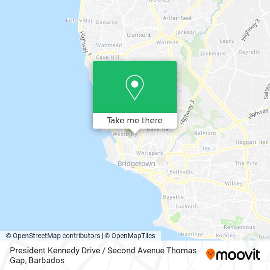 President Kennedy Drive / Second Avenue Thomas Gap map