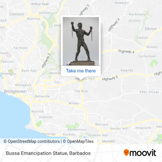 Bussa Emancipation Statue map