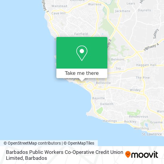 Barbados Public Workers Co-Operative Credit Union Limited map
