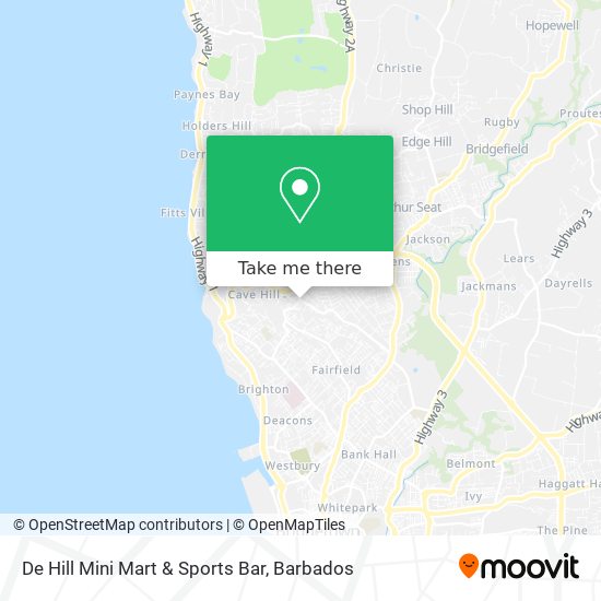 De Hill Mini Mart & Sports Bar map
