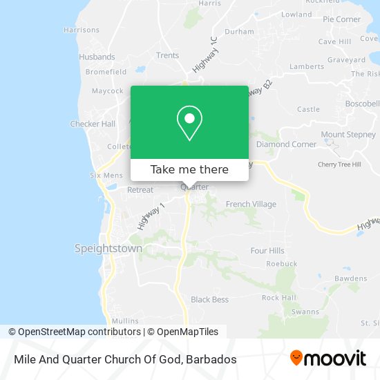 Mile And Quarter Church Of God map