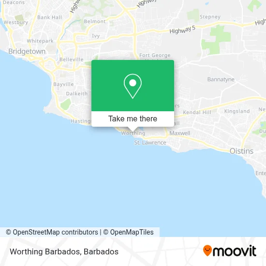 Worthing Barbados map