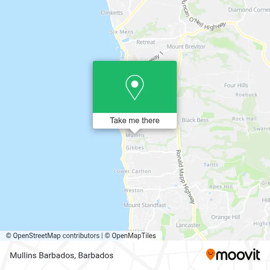 Mullins Barbados map