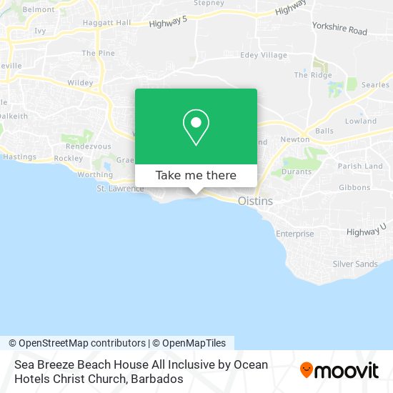 Sea Breeze Beach House All Inclusive by Ocean Hotels Christ Church map