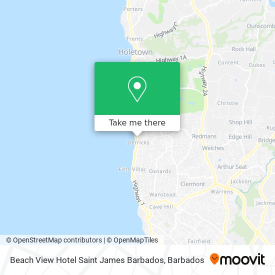 Beach View Hotel Saint James Barbados map