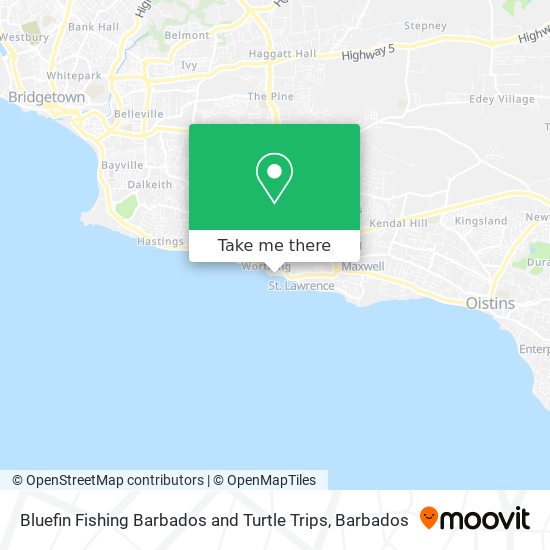 Bluefin Fishing Barbados and Turtle Trips map