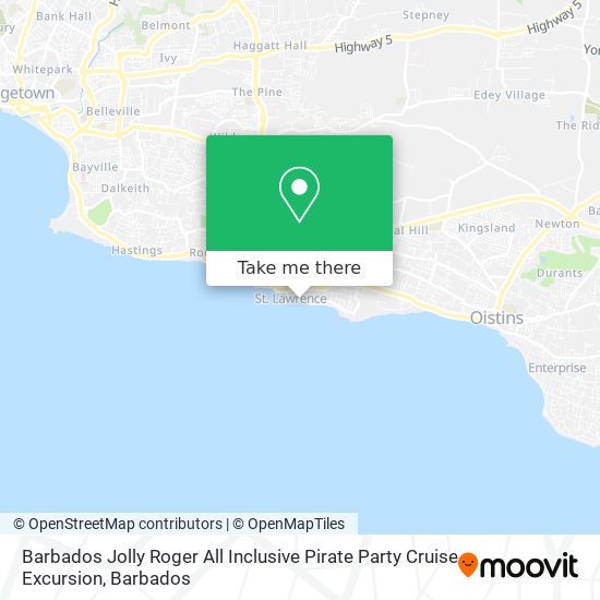 Barbados Jolly Roger All Inclusive Pirate Party Cruise Excursion map