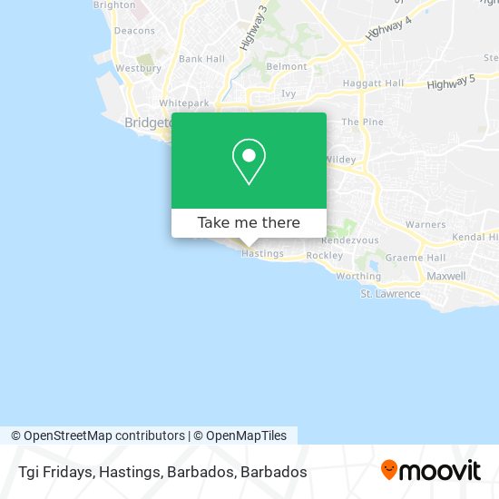 Tgi Fridays, Hastings, Barbados map