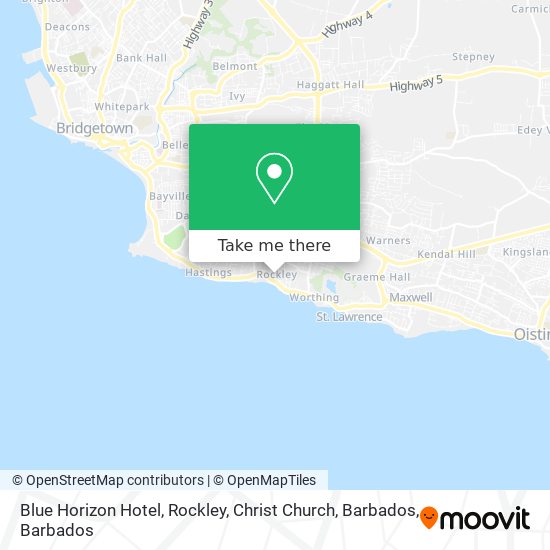 Blue Horizon Hotel, Rockley, Christ Church, Barbados map