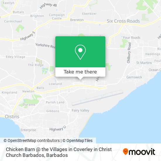 Chicken Barn @ the Villages in Coverley in Christ Church Barbados map