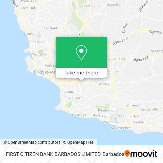 FIRST CITIZEN BANK BARBADOS LIMITED map