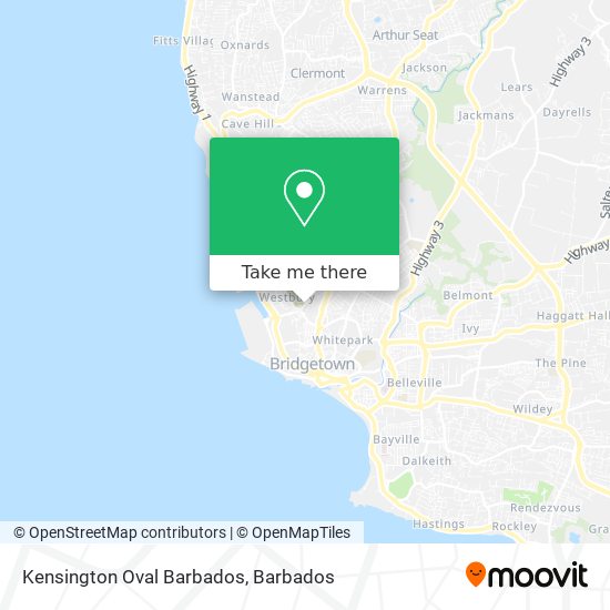 Kensington Oval Barbados map