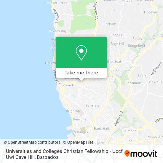 Universities and Colleges Christian Fellowship - Uccf Uwi Cave Hill map