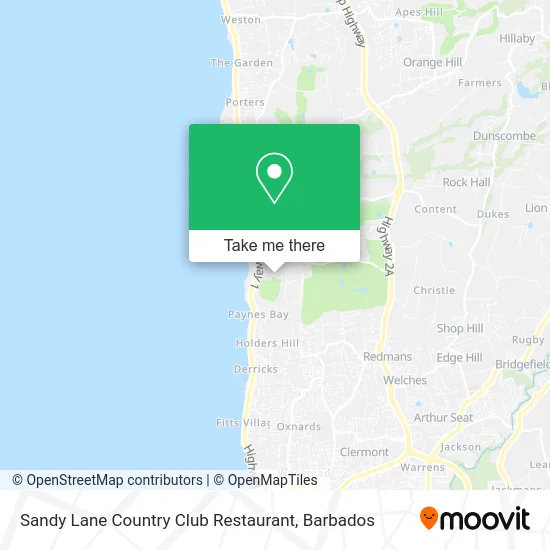 Sandy Lane Country Club Restaurant map