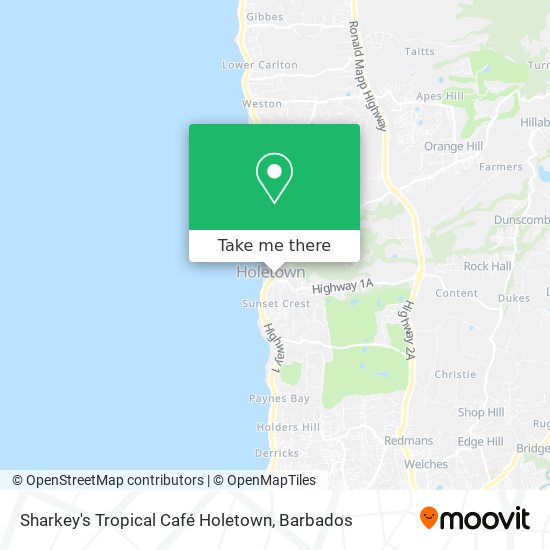 Sharkey's Tropical Café Holetown map