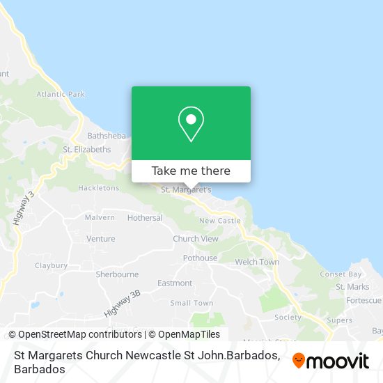 St Margarets Church Newcastle St John.Barbados map