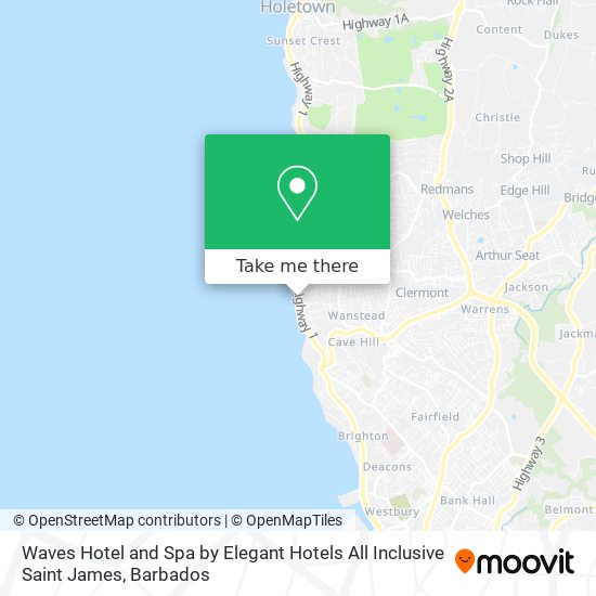 Waves Hotel and Spa by Elegant Hotels All Inclusive Saint James map