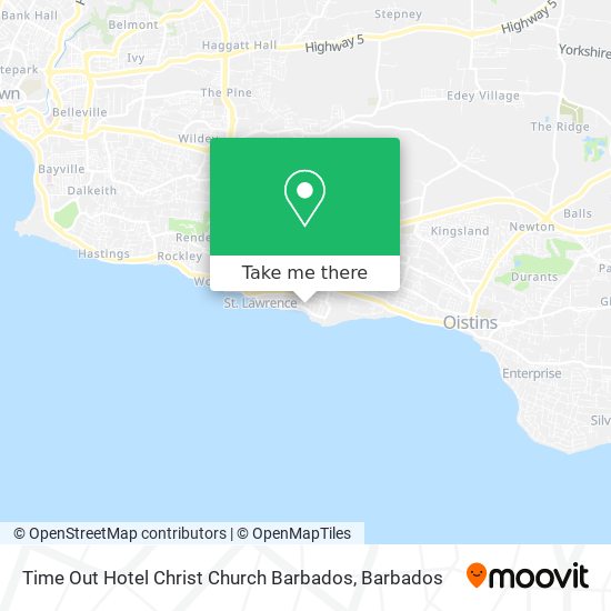 Time Out Hotel Christ Church Barbados map