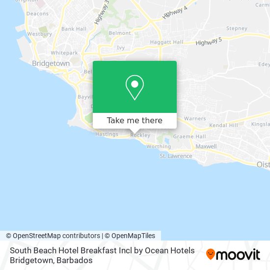 South Beach Hotel Breakfast Incl by Ocean Hotels Bridgetown map