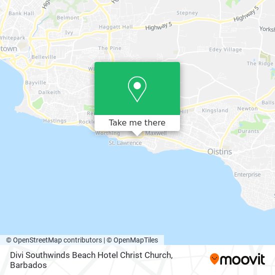 Divi Southwinds Beach Hotel Christ Church map