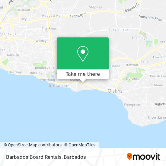 Barbados Board Rentals map
