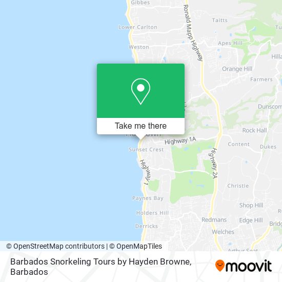 Barbados Snorkeling Tours by Hayden Browne map