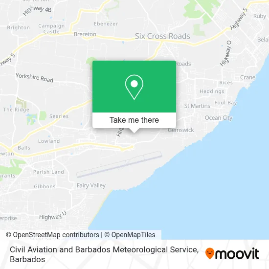 Civil Aviation and Barbados Meteorological Service map