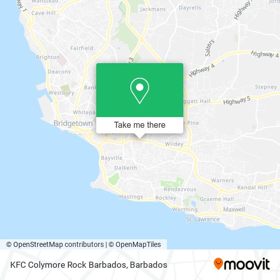 KFC Colymore Rock Barbados map