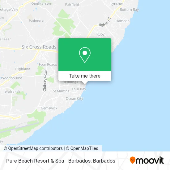 Pure Beach Resort & Spa - Barbados map