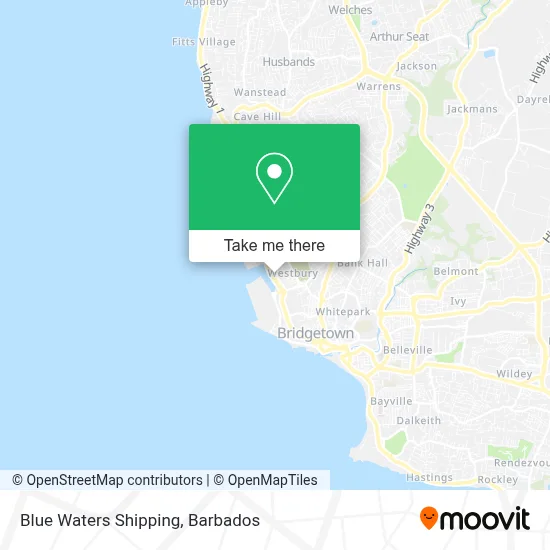 Blue Waters Shipping map