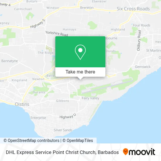 DHL Express Service Point Christ Church map