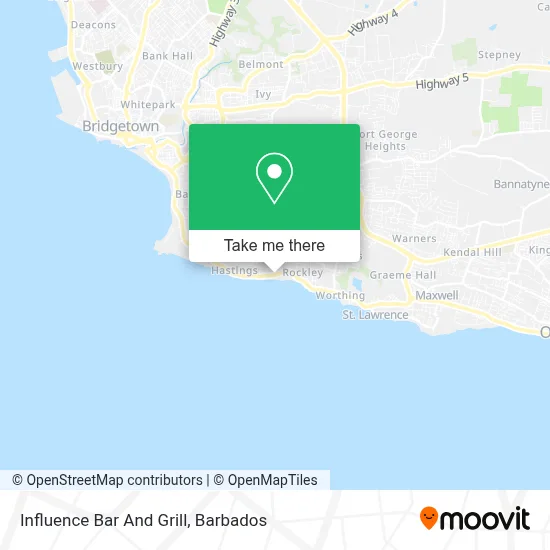 Influence Bar And Grill map