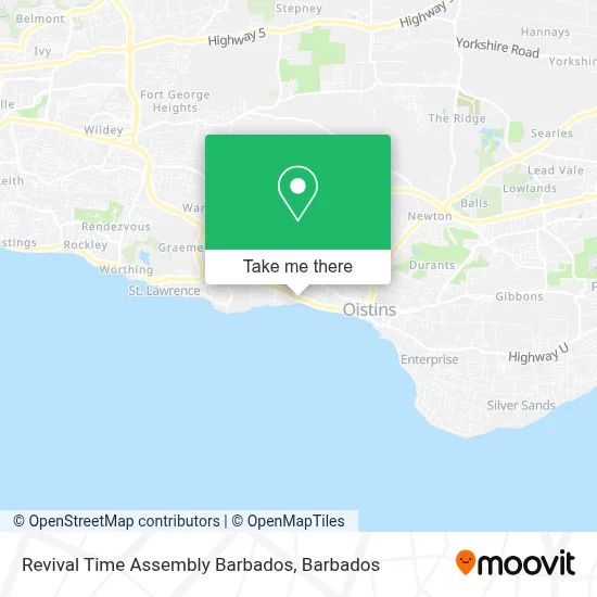 Revival Time Assembly Barbados map