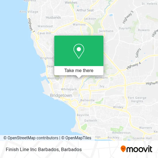 Finish Line Inc Barbados map