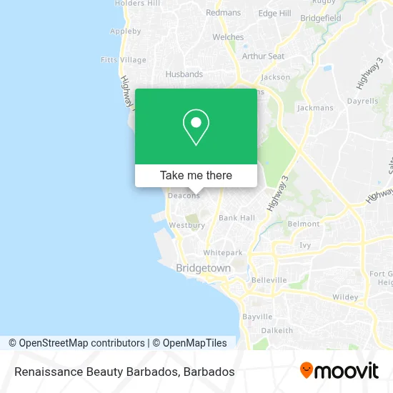 Renaissance Beauty Barbados map