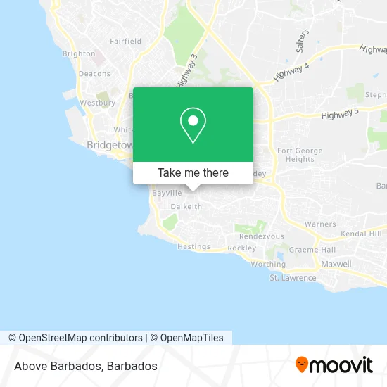 Above Barbados map