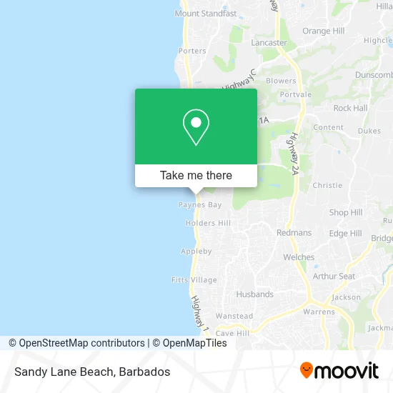 Sandy Lane Beach map