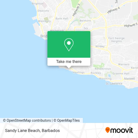 Sandy Lane Beach map