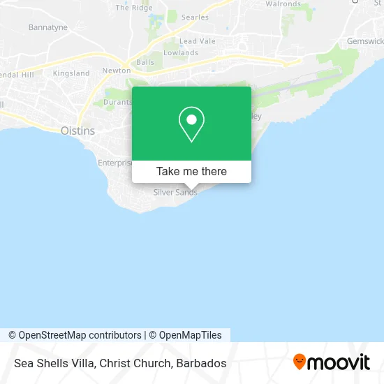 Sea Shells Villa, Christ Church map