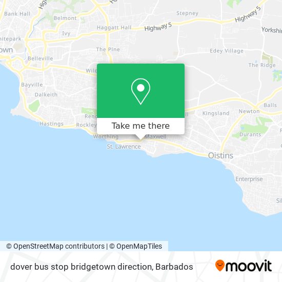 dover bus stop bridgetown direction map