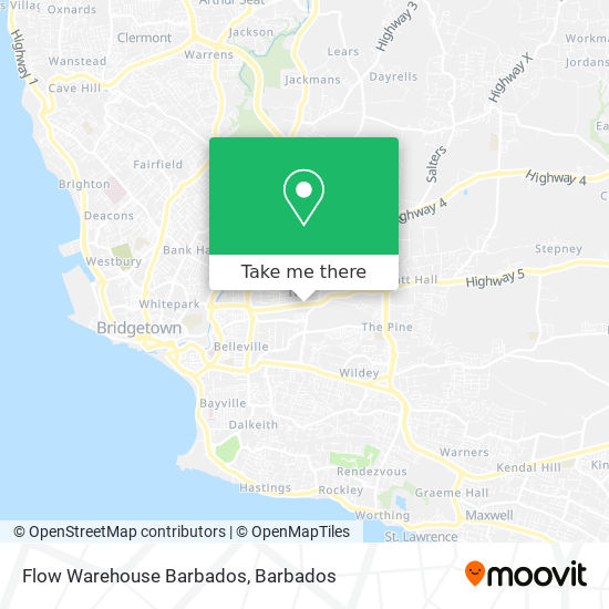 Flow Warehouse Barbados map