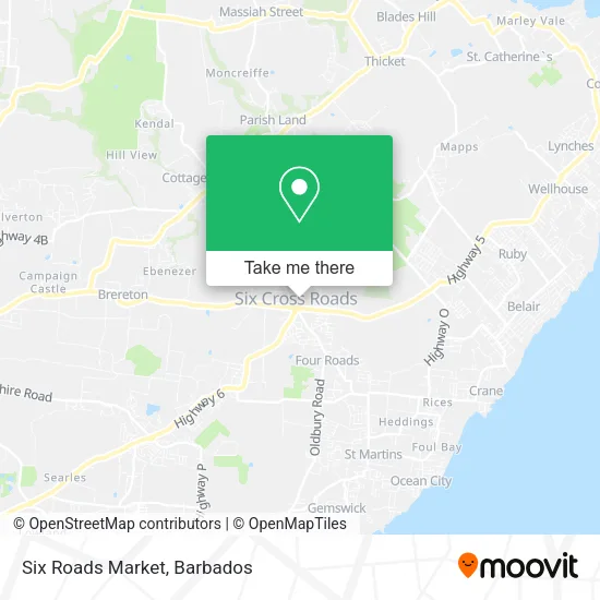 Six Roads Market map