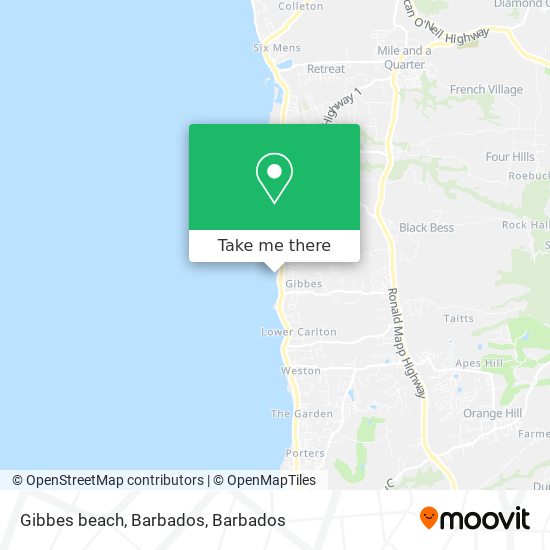 Gibbes beach, Barbados map