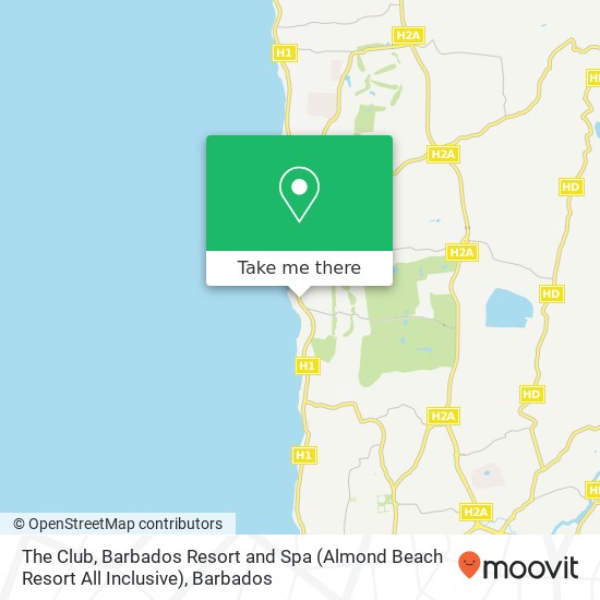 The Club, Barbados Resort and Spa (Almond Beach Resort All Inclusive) map