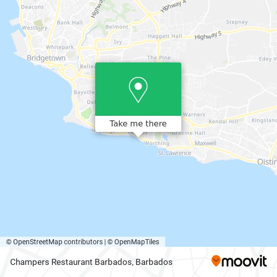 Champers Restaurant Barbados map